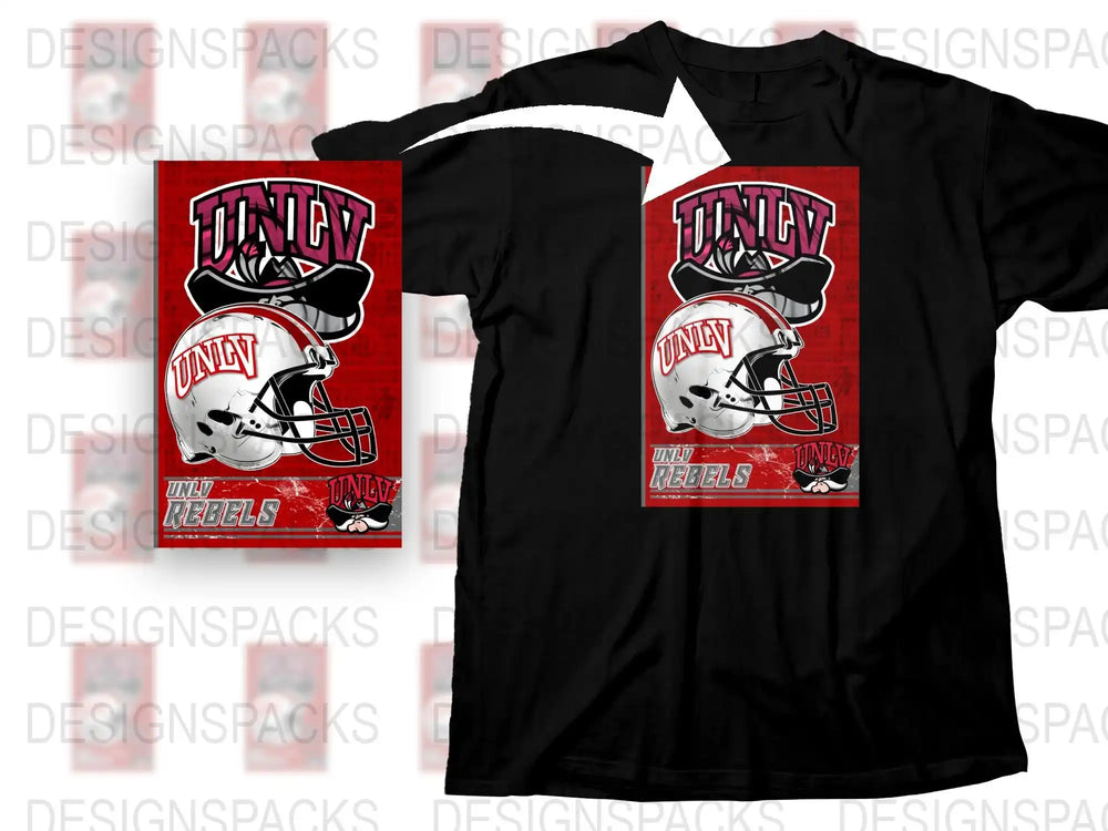 UNLV Rebels T-Shirt, College Football Graphic Tee, Vintage Helmet Design, Red and Black Shirt
