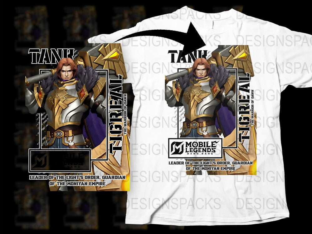 Mobile Legends Themed T-Shirt, Tigreal Tank Leader Graphic, Gaming Fan Apparel