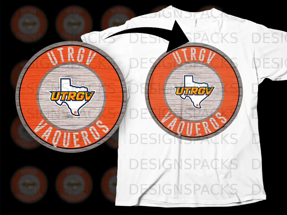 UTRGV Vaqueros Texas State Emblem Round T-shirt