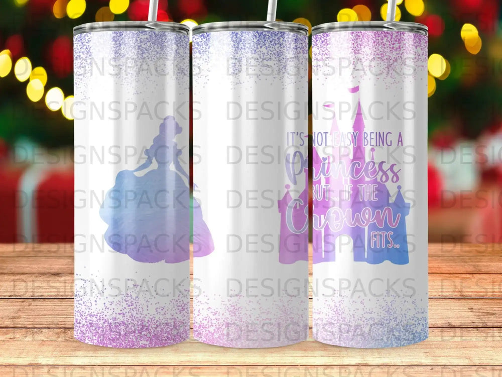Purple Princess Crown Quote Glitter Sparkle Tumbler product type