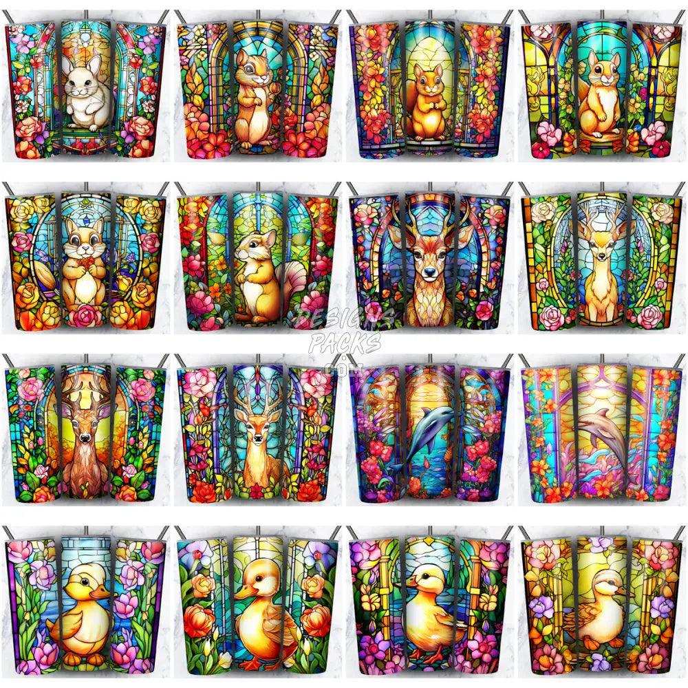 168 Animals Stained Glass Tumbler Wrap Bundle Jpg