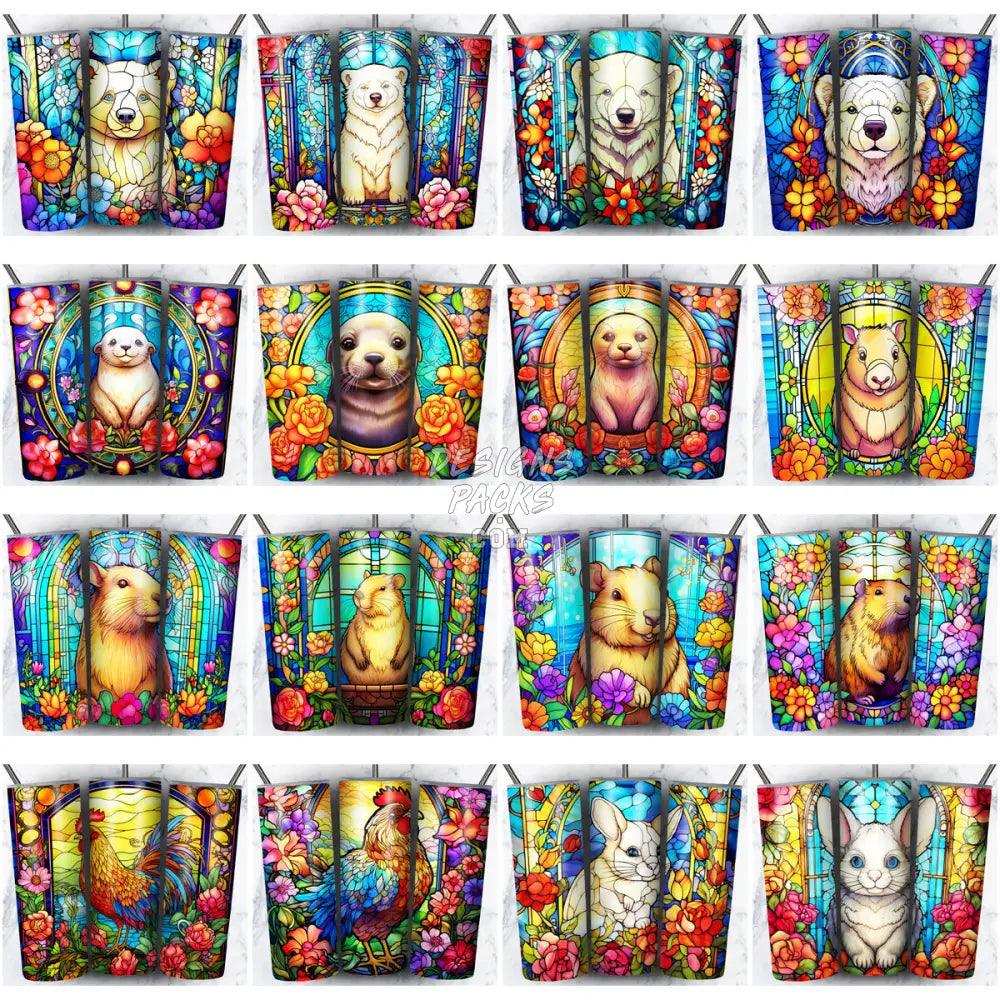 168 Animals Stained Glass Tumbler Wrap Bundle Jpg