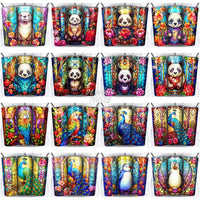Load image into Gallery viewer, 168 Animals Stained Glass Tumbler Wrap Bundle Jpg
