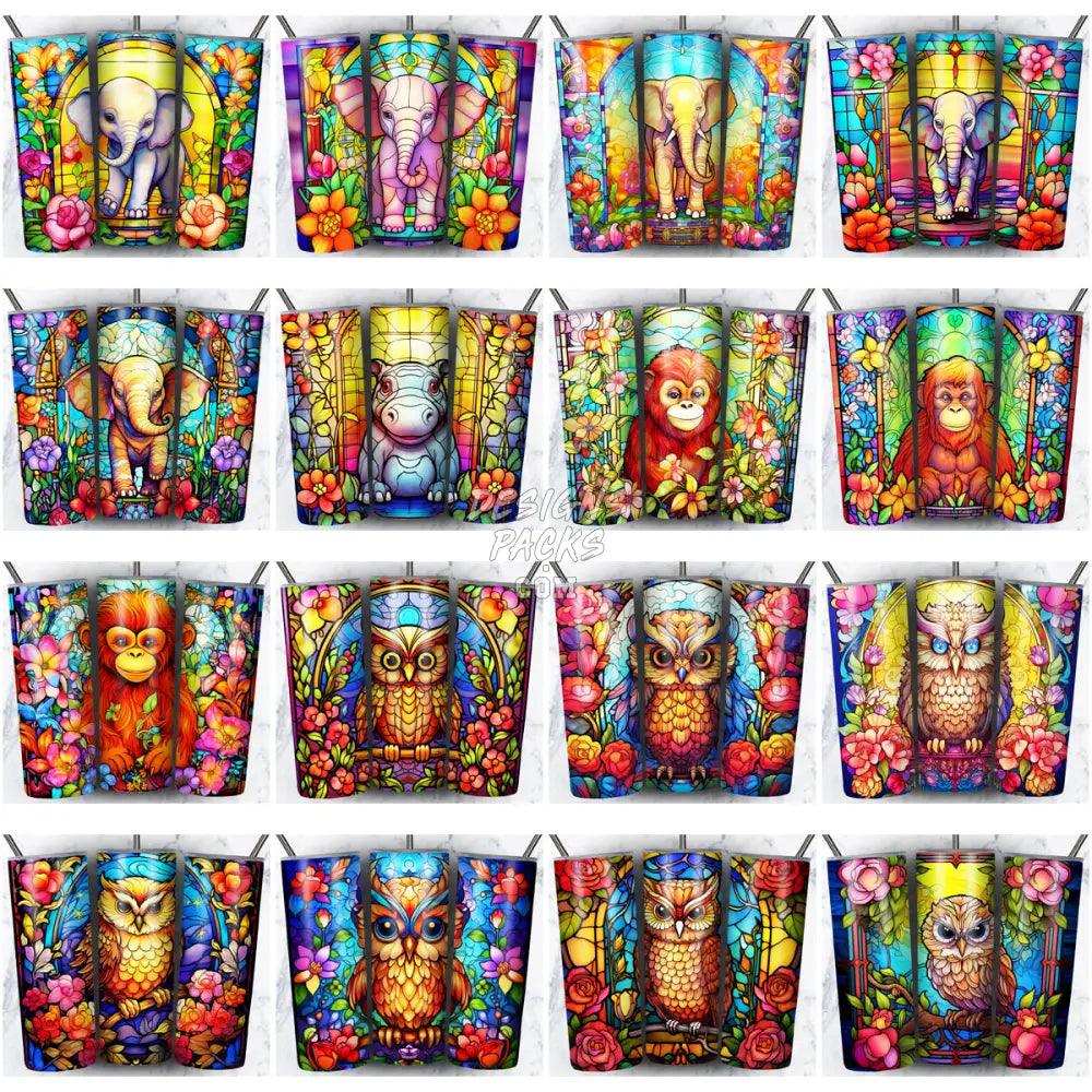 168 Animals Stained Glass Tumbler Wrap Bundle Jpg
