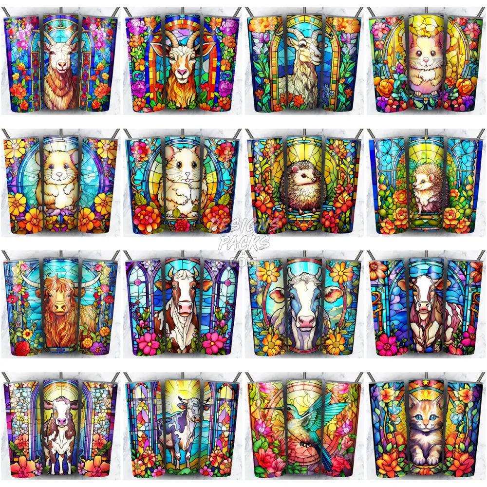168 Animals Stained Glass Tumbler Wrap Bundle Jpg