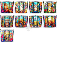 Load image into Gallery viewer, 168 Animals Stained Glass Tumbler Wrap Bundle Jpg
