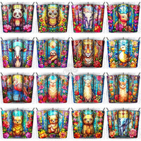 Load image into Gallery viewer, 168 Animals Stained Glass Tumbler Wrap Bundle Jpg
