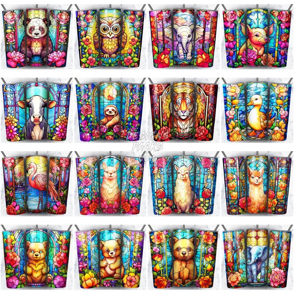 168 Animals Stained Glass Tumbler Wrap Bundle Jpg