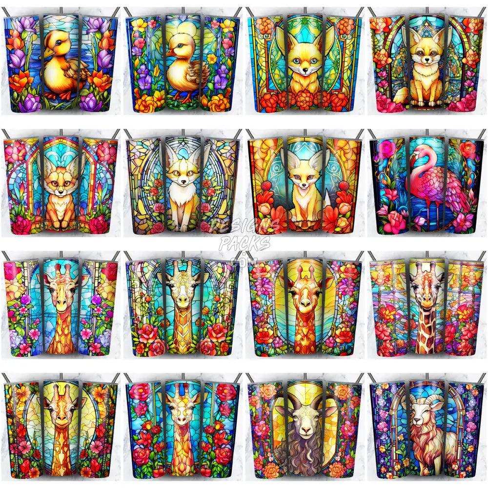 168 Animals Stained Glass Tumbler Wrap Bundle Jpg