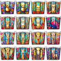Load image into Gallery viewer, 168 Animals Stained Glass Tumbler Wrap Bundle Jpg
