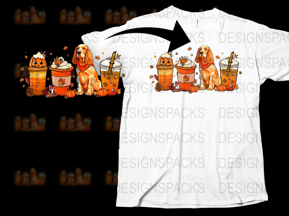 Autumn Golden Retriever T-Shirt, Fall Pumpkin Spice Dog Lover Graphic Tee, Unisex Cotton Shirt