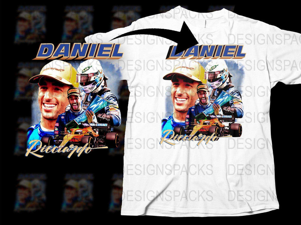 Daniel Ricciardo F1 Racing Graphic T-Shirt, Motorsport Fan Apparel, Casual Wear, Unique Gift for Racing Enthusiasts