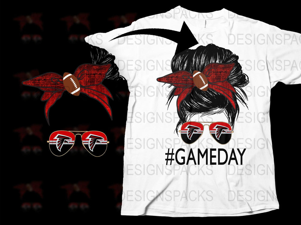 Game Day Football T-Shirt, Red Bow Tie, Stylish Women's Sports Tee, Graphic American Football Design, Trendy Game Day Outfit