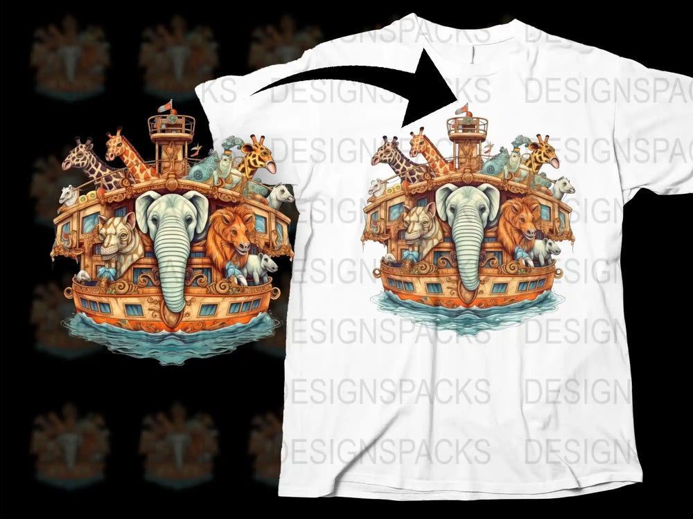 Fantasy Elephant Ship Graphic T-Shirt, Unique Animal Art Tee, Surreal Ocean Adventure Top