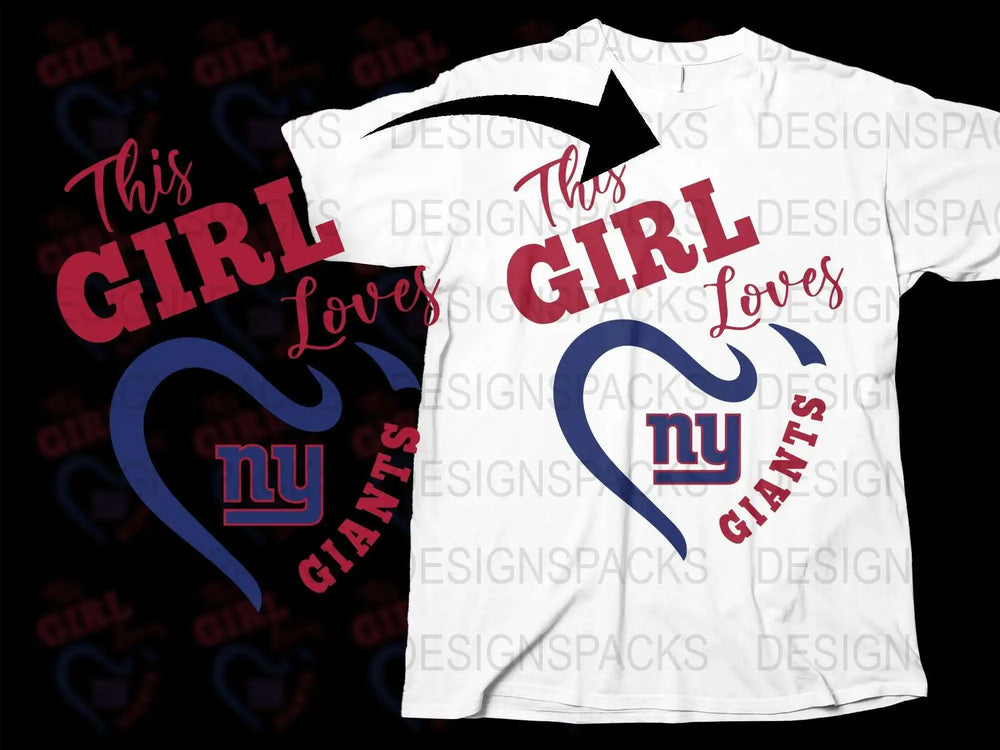 This Girl Loves NY Giants T-Shirt, Sports Fan Gift, Football Team Support Tee, Women's Casual Apparel