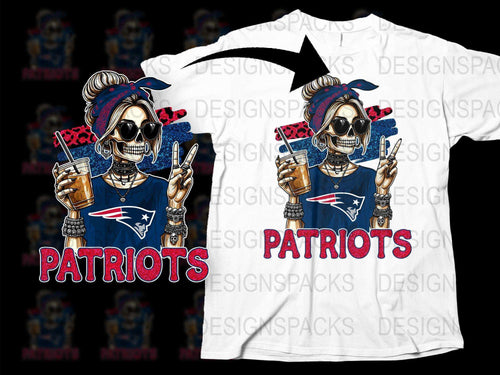 Cool Skull Patriots Fan T-Shirt, Vibrant Graphic Tee, Football Lover Gift, Sports Enthusiast Apparel