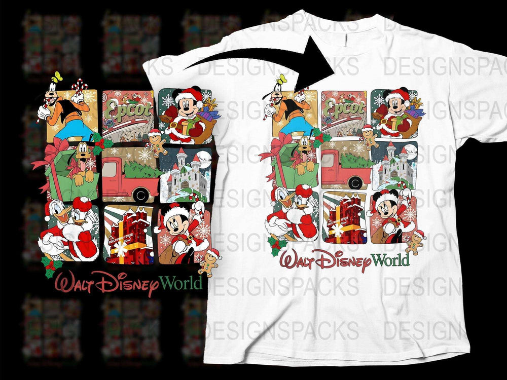 Disney Christmas T-Shirt, Mickey and Friends Holiday Tee, Festive Family Matching Shirts, Unique Cartoon Character Apparel