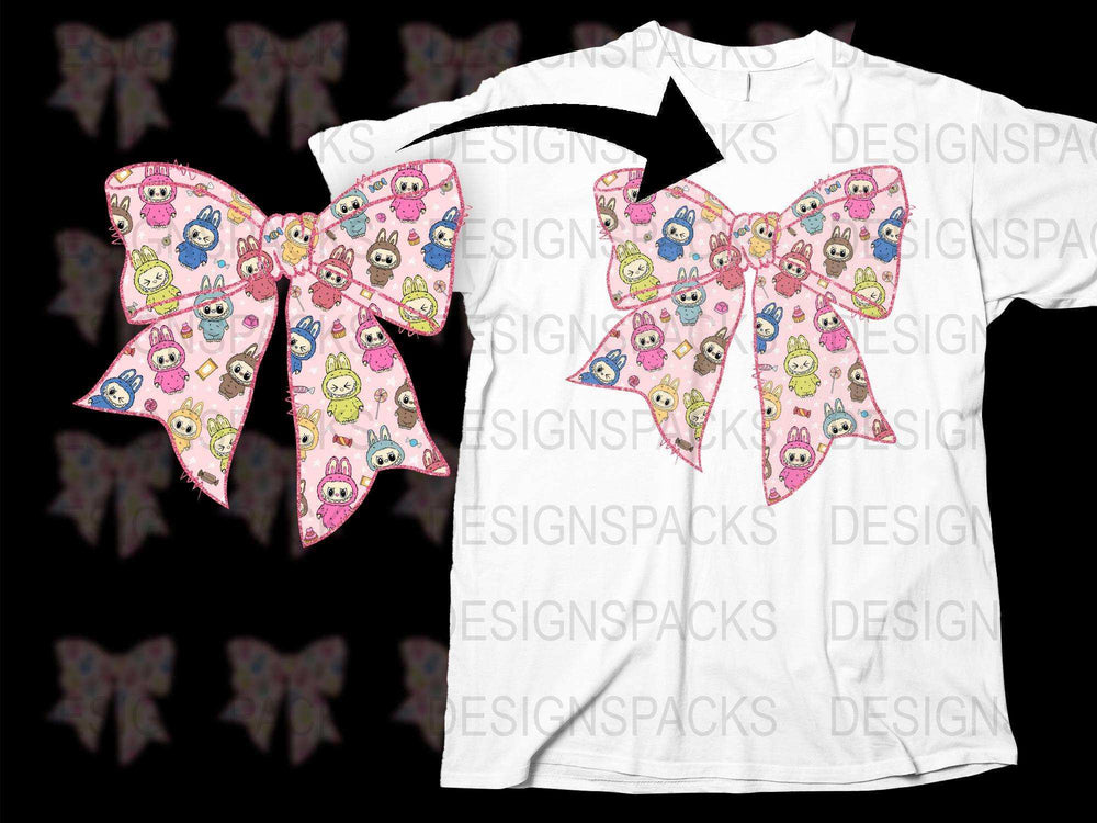 Cute Animal Print Bow Hair Accessory and Matching T-Shirt for Girls, Colorful Pattern