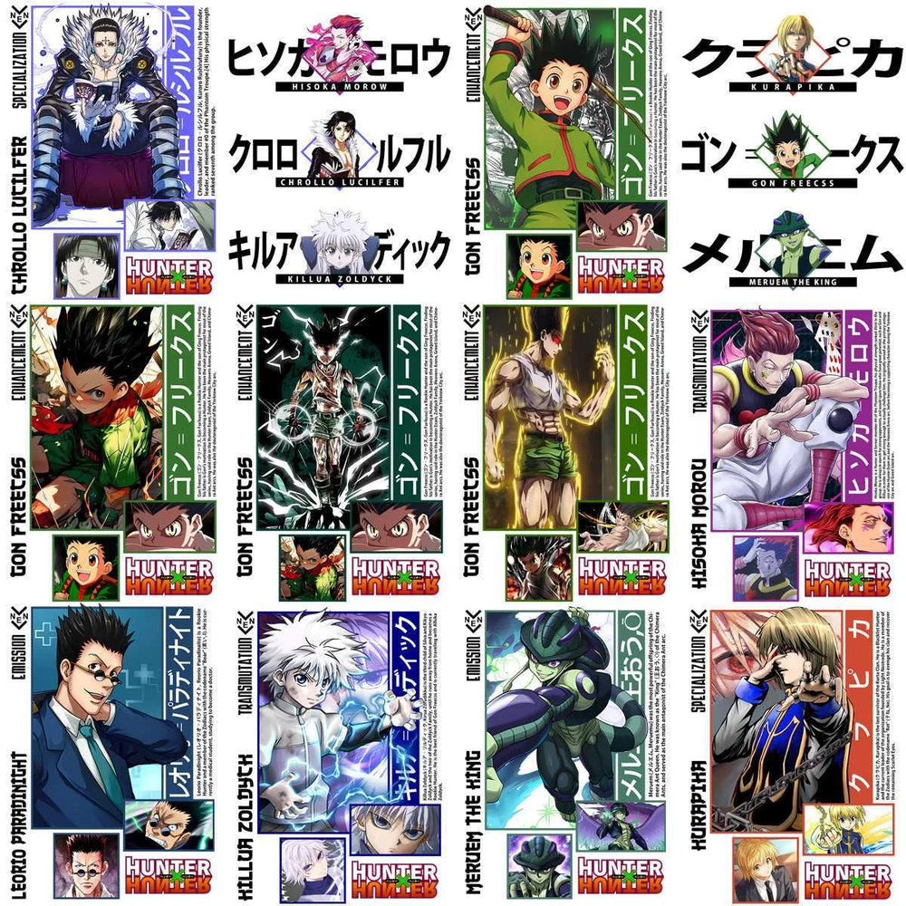 17 Anime Hunter for Black and White Streetwear Front + Back Designs Bundle PNG