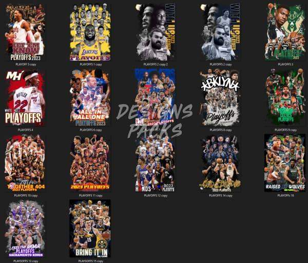 NBA Playoffs 2023 DTF/DTG designs bundle – print-ready PNG, SVG, PES for t-shirts, tumblers, embroidery