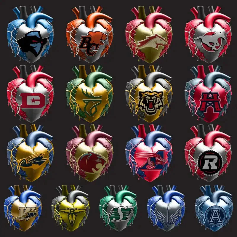 17 Canada Football Teams Bleeding Heart Designs Bundle PNG