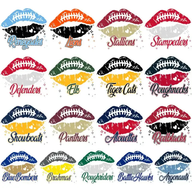 17 Canada Football Teams Football & Lips Designs Bundle PNG