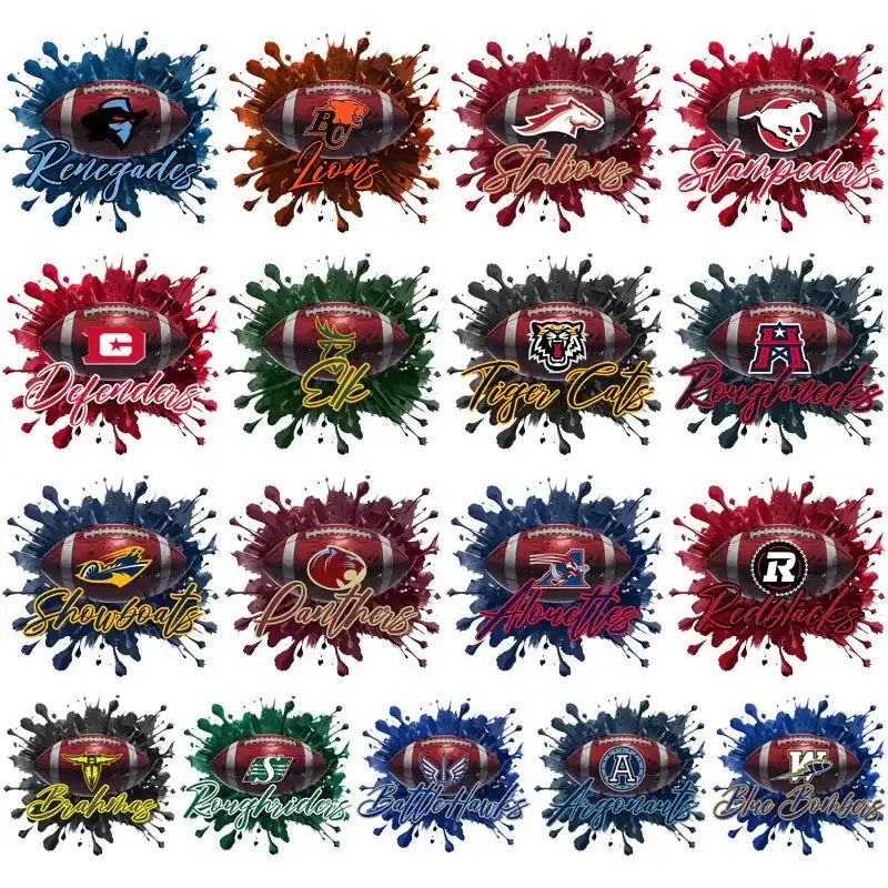 17 Canada Football Teams Football & Logo Splash Designs Bundle PNG