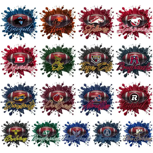 17 Canada Football Teams Football & Logo Splash Designs Bundle PNG