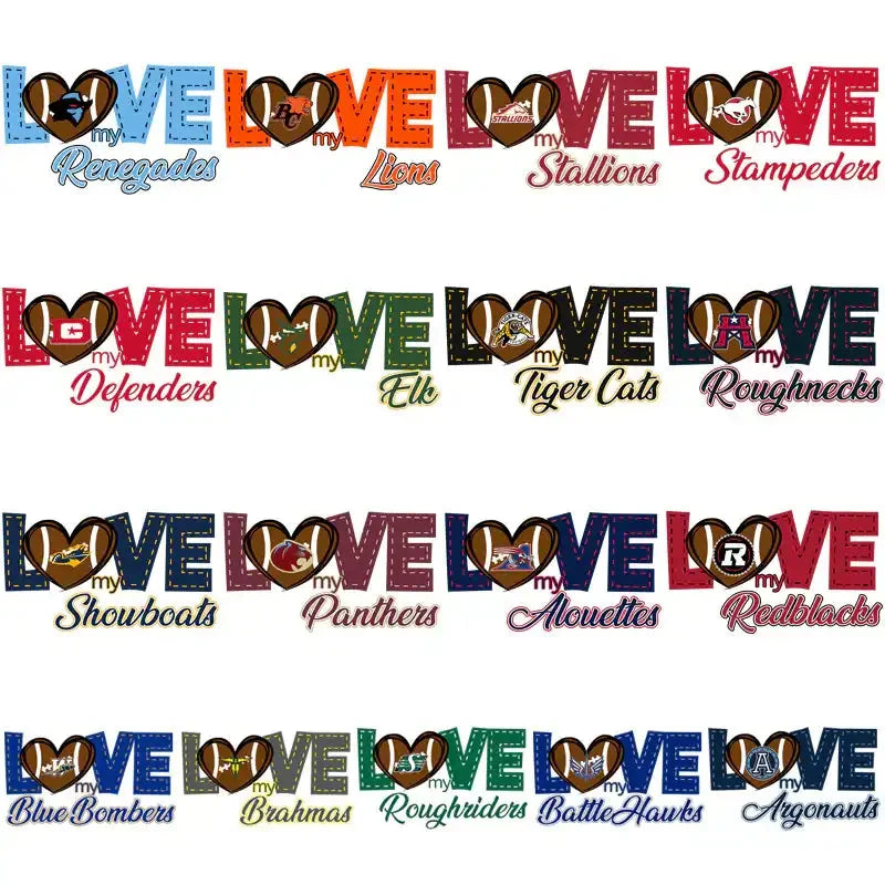 17 Canada Football Teams Love My Team Designs Bundle PNG