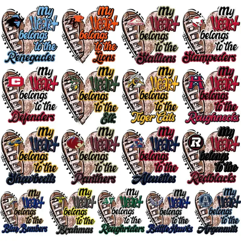 17 Canada Football Teams My Heart Belongs Designs Bundle PNG