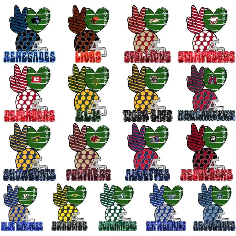 17 Canada Football Teams Peace Love FB Designs Bundle PNG