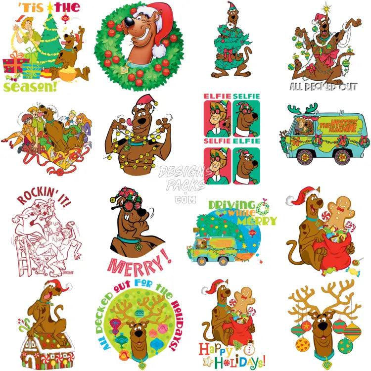 17 Christmas Scooby Dog Cartoon Designs Bundle Png