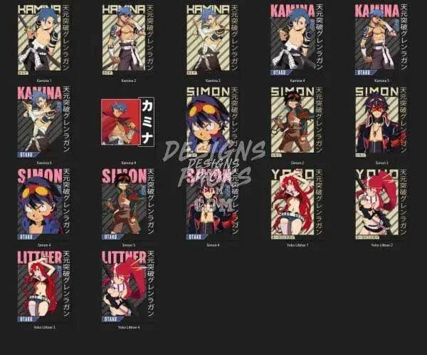 17 Gurren Lagann Anime Designs Bundle PNG