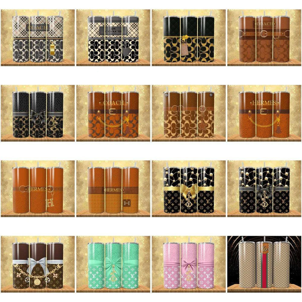 17 Luxury Brand Purse style Tumbler Wrap Designs Bundle JPG