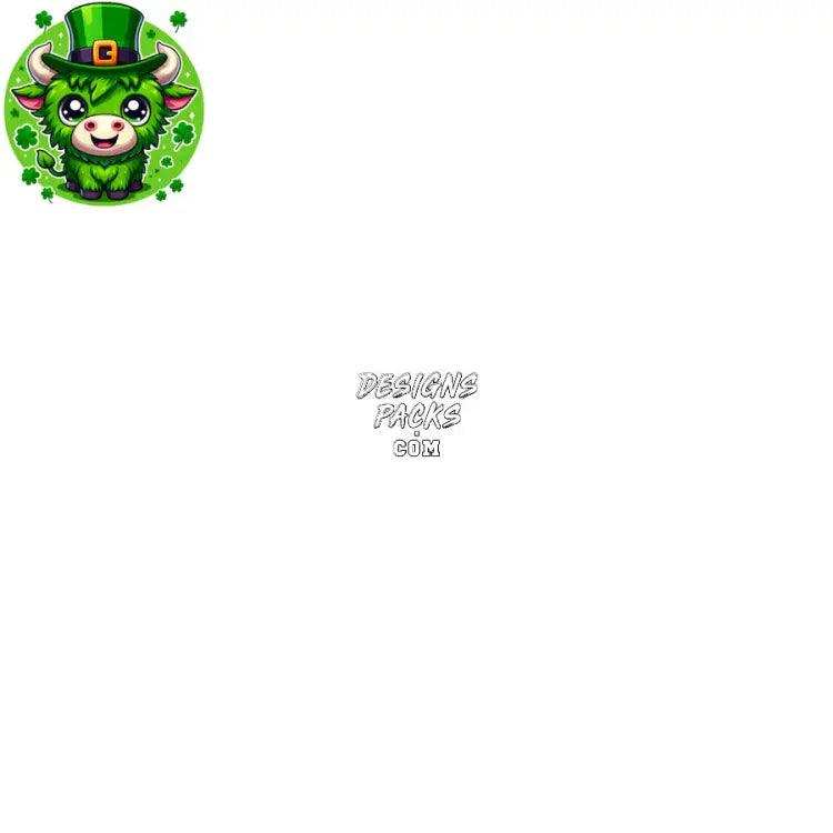 17 St. Patrick’s Day Cartoon Highland Cow Designs Bundle Png
