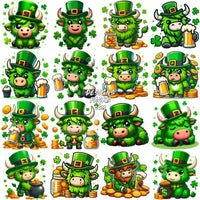 Load image into Gallery viewer, 17 St. Patrick’s Day Cartoon Highland Cow Designs Bundle Png
