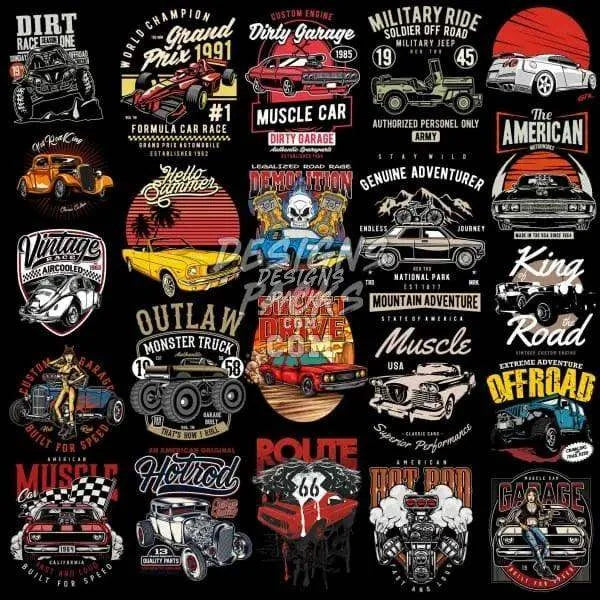 170 Cars & Engines Designs Bundle PNG