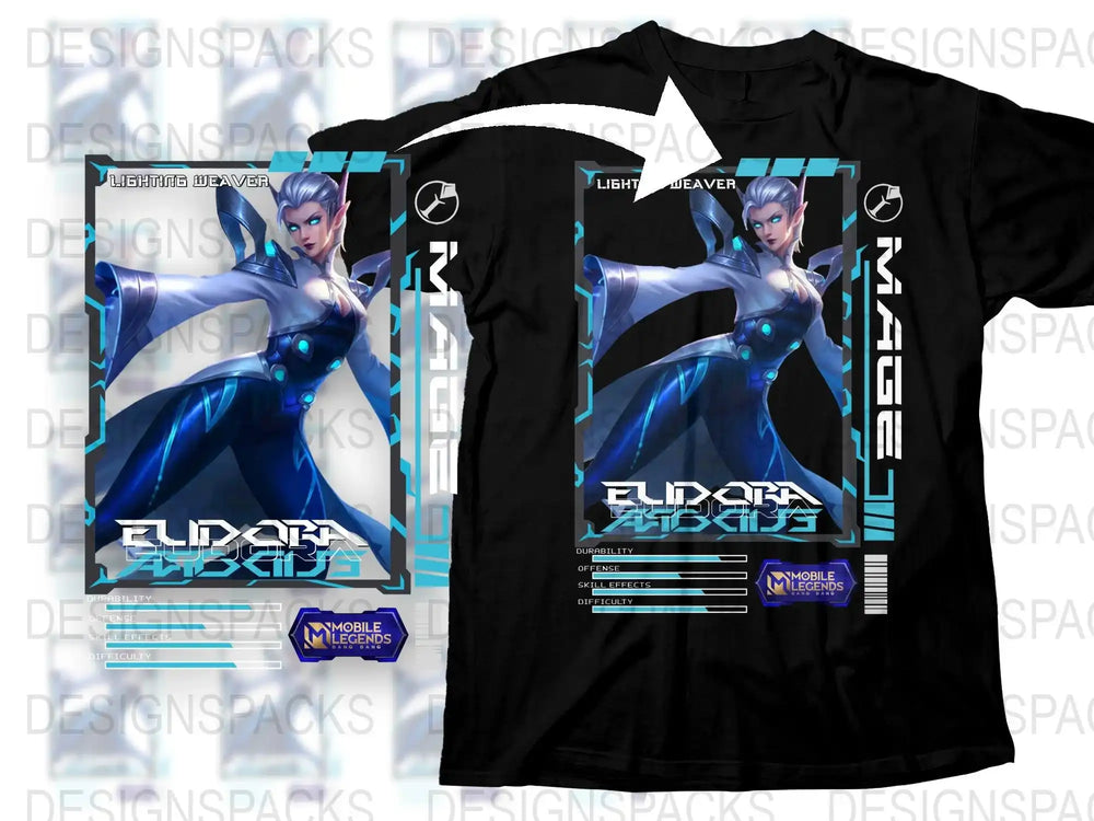 Anime Style Graphic T-Shirt, Eldora Abyss Video Game Character, Mobile Legends Inspired Tee