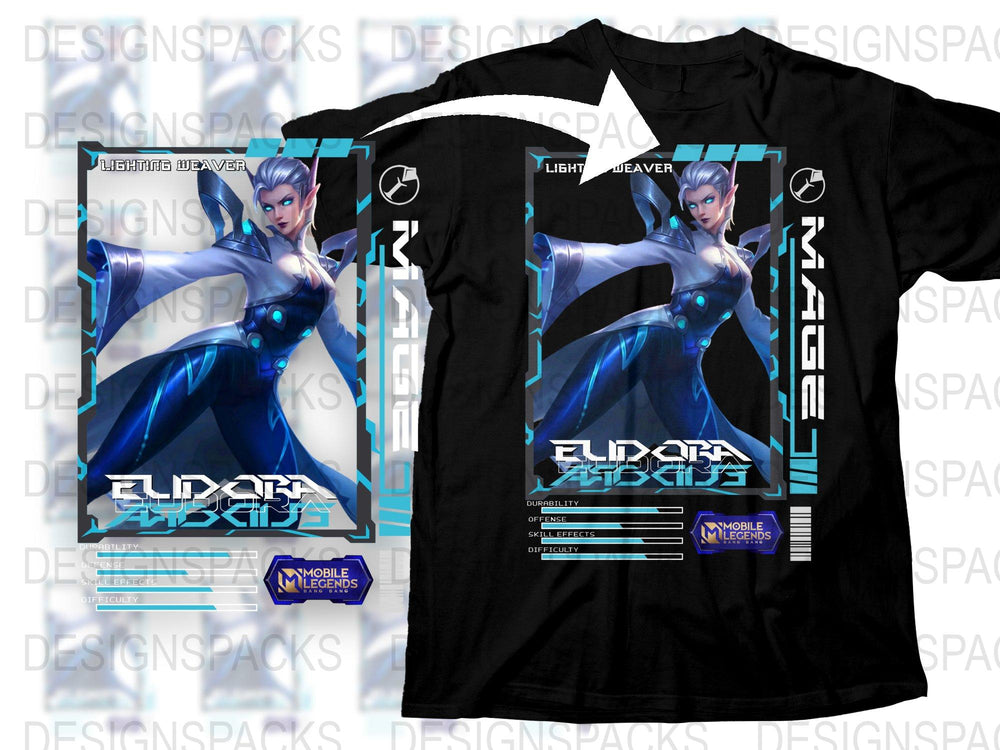 Anime Style Graphic T-Shirt, Eldora Abyss Video Game Character, Mobile Legends Inspired Tee