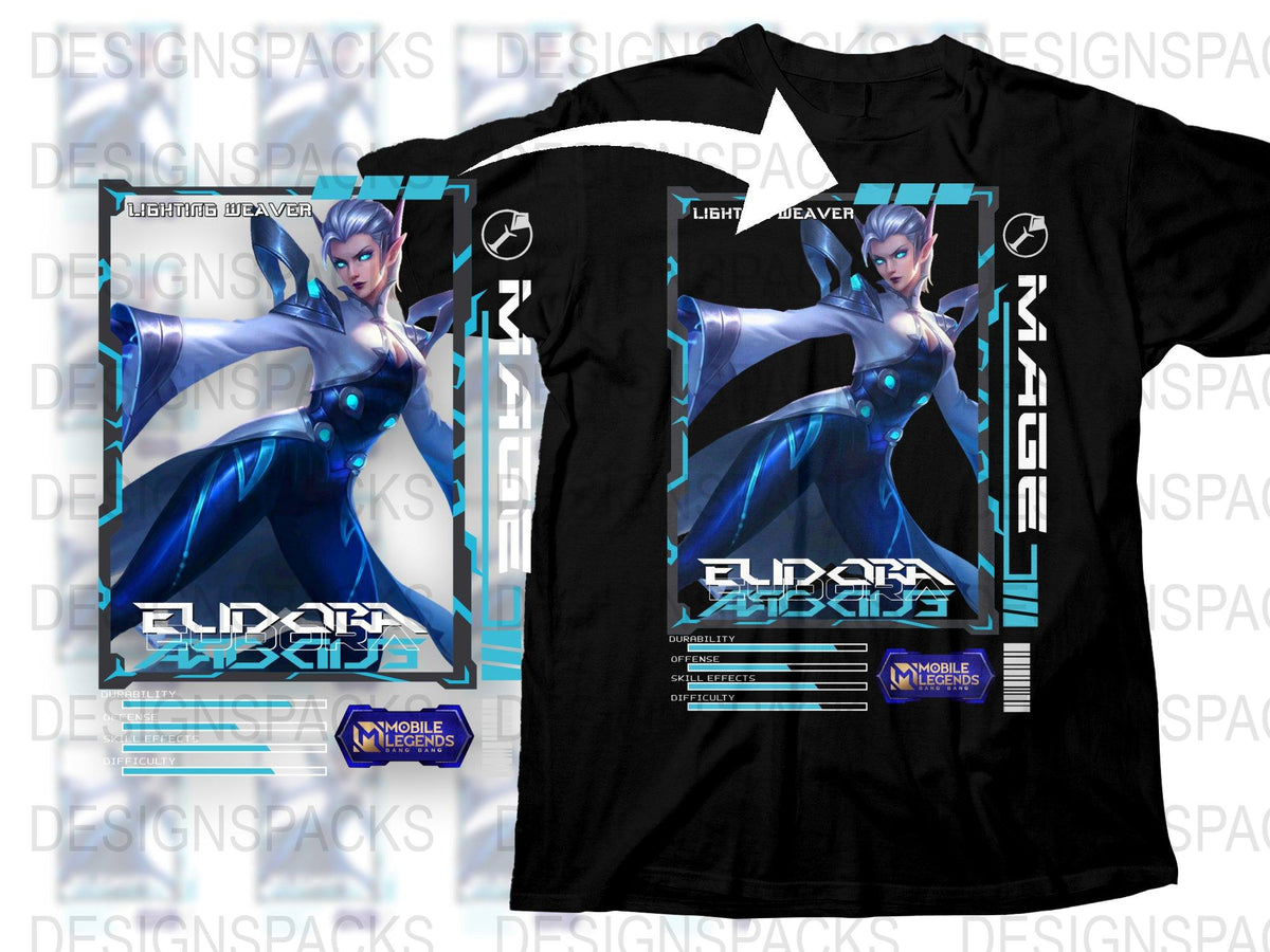 Anime Style Graphic T-Shirt, Eldora Abyss Video Game Character, Mobile Legends Inspired Tee