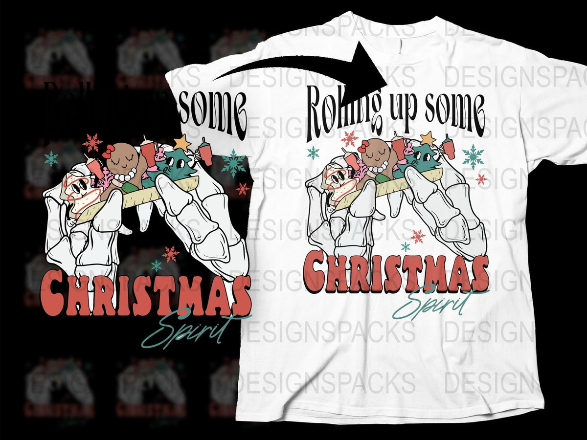 Funny Rolling Pin Christmas Spirit T-Shirt, Holiday Baking Graphic Tee, Festive Gingerbread Shirt for Men and Women