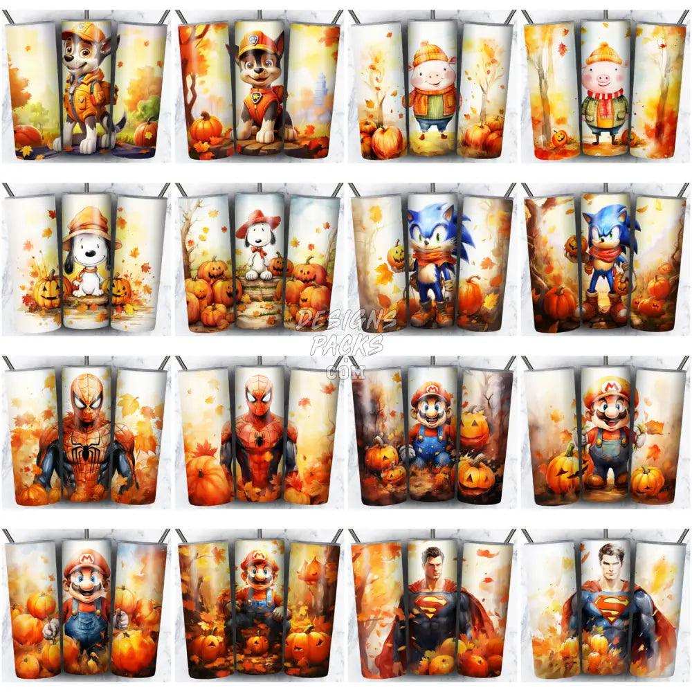 172 Autumn Cartoon Halloween Tumbler Wrap Bundle Jpg