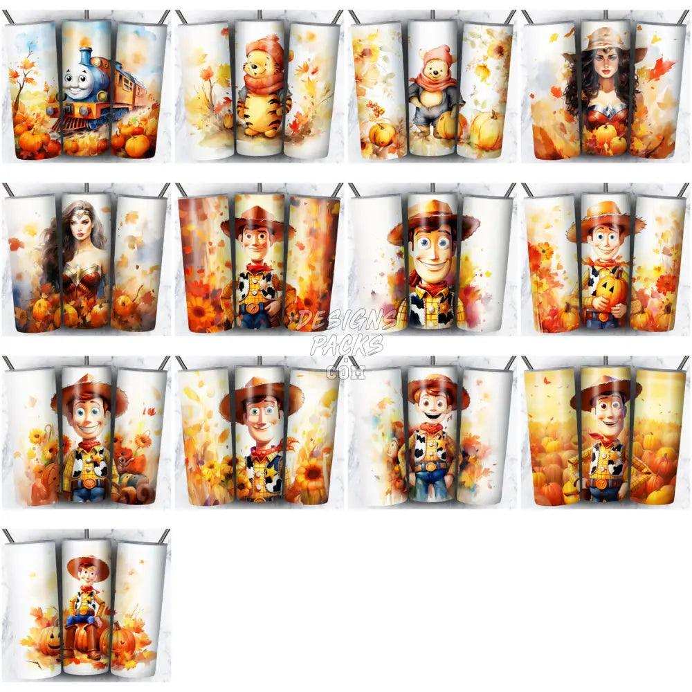 172 Autumn Cartoon Halloween Tumbler Wrap Bundle Jpg