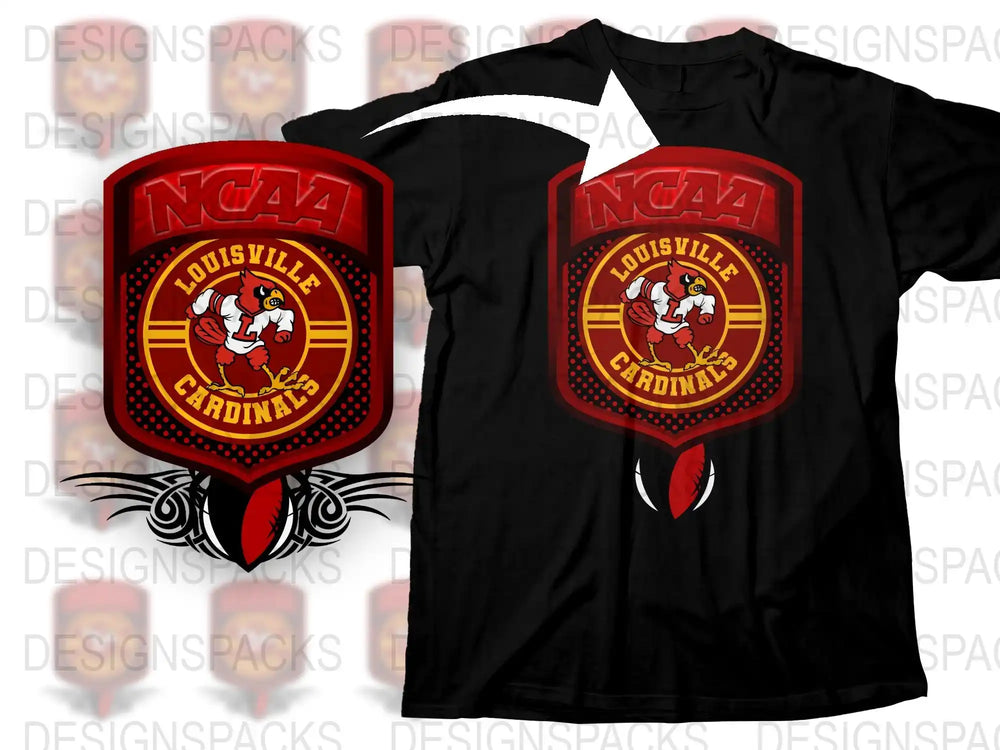 Louisville Cardinals NCAA Logo T-Shirt and Car Seat Headrest Cover Set, Sports Merchandise, College Apparel.