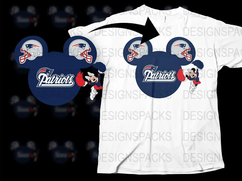 New England Patriots Mickey Mouse T-Shirt, Disney Sports Fan Apparel, Unisex Adult Casual Wear