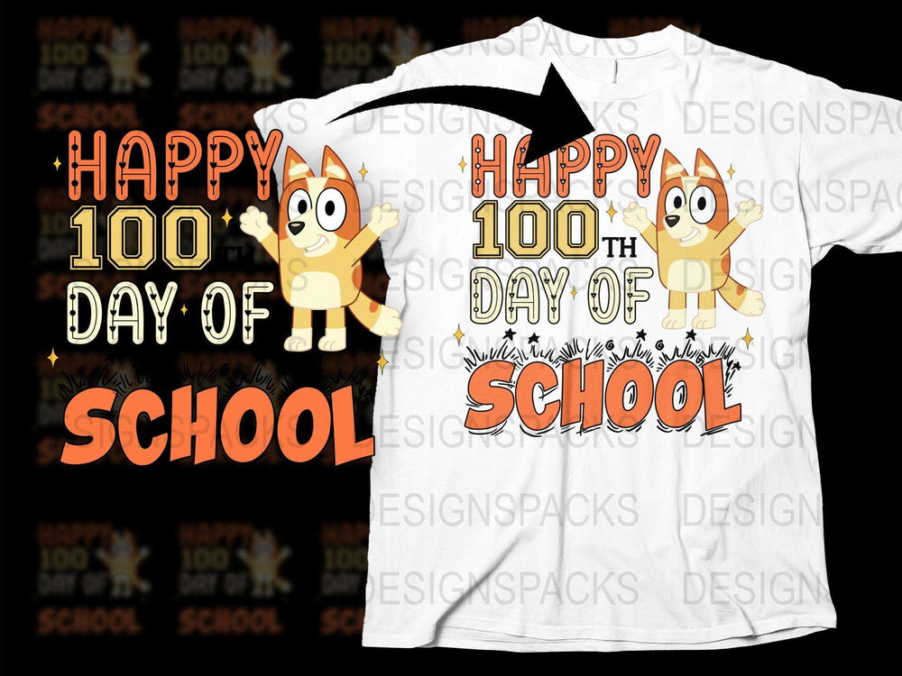 Happy 100th Day of School T-Shirt, Cute Fox Celebration, Kids School Event Tee, Colorful Graphic Design Shirt for Children