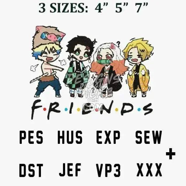 Friends Anime Embroidery Design