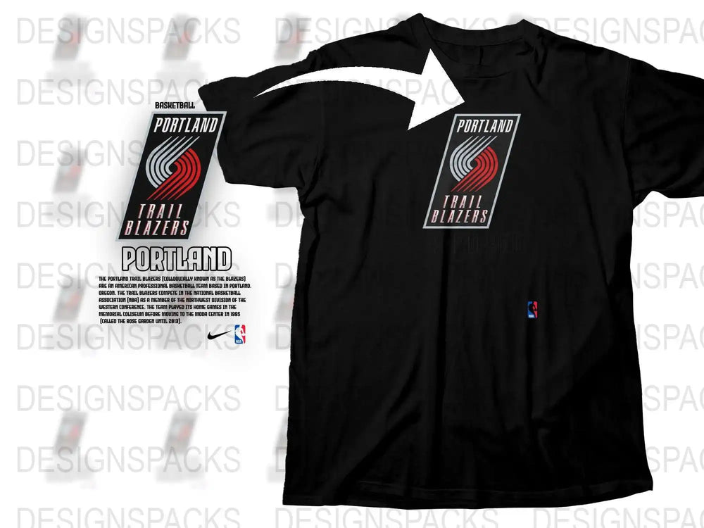 Portland Trail Blazers T-Shirt, NBA Team Graphic Tee, Black Sports Apparel, Basketball Fan Gear