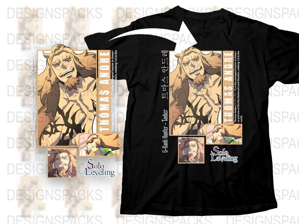 Solo Leveling Thomas Andre Anime Graphic T-Shirt, Unisex Manga Tee, Casual Wear, Cool Character Apparel, Gift for Fans