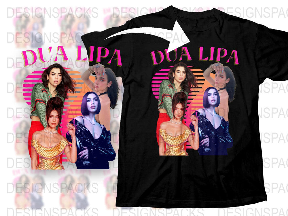 Dua Lipa Graphic T-Shirt, Pop Music Fan Merch, Vintage Style Concert Tee, Colorful Retro Design, Unisex Fashion Top